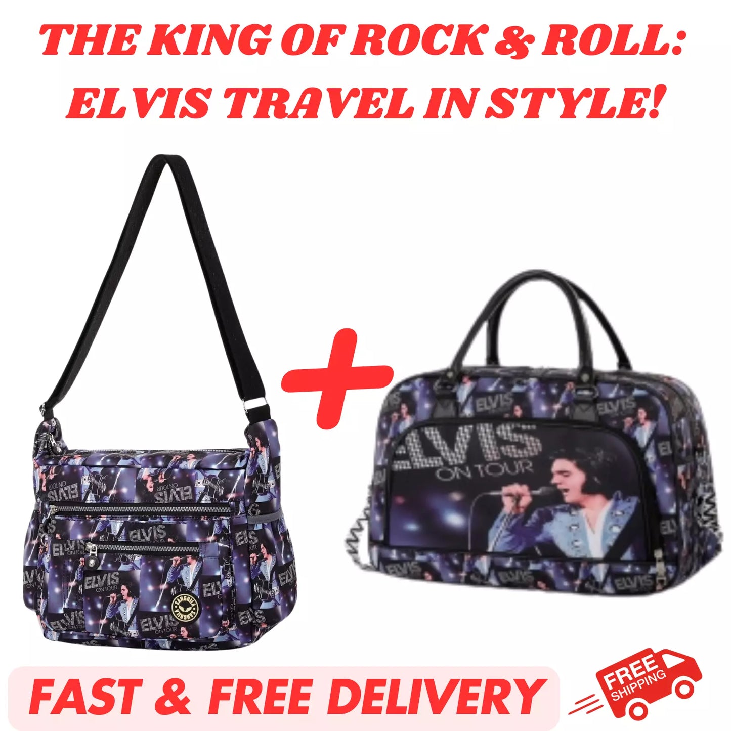 ELVIS PRESLEY LIGHTWEIGHT HOLDALL CROSSBODY BAG TRAVEL, GYM, WEEKEND UK STOCK