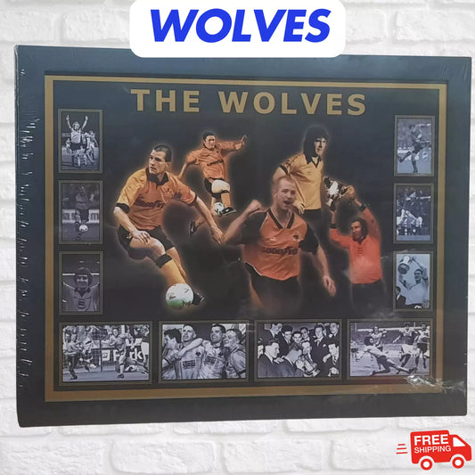 WOLVERHAMPTON WANDERERS FRAMED PICTURE - ICONIC WOLVES LEGENDS COLLAGE UK STOCK
