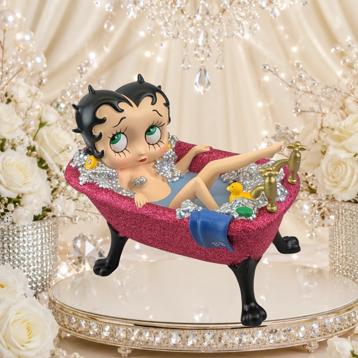 BETTY BOOP IN PURPLE GLITTER BATHTUB 17.5CM FIGURINE ORNAMENT COLLECTABLE DECOR UK STOCK