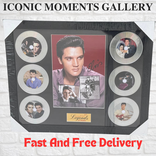 ELVIS PRESLEY MEMORABILIA FRAMED PICTURE PRESENTATION DISC SET LEGENDS OF MUSIC UK STOCK