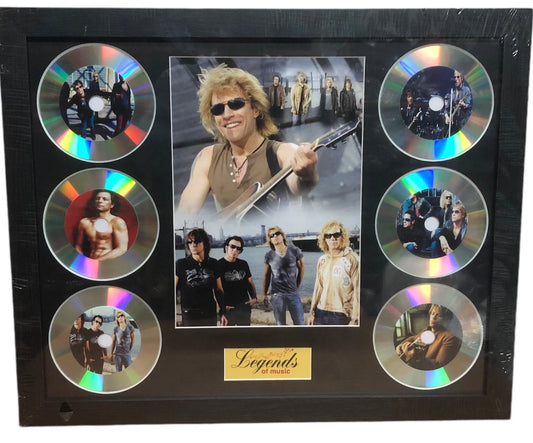 BON JOVI MEMORABILIA FRAMED PICTURE PRESENTATION DISC SET LEGENDS OF MUSIC UK STOCK