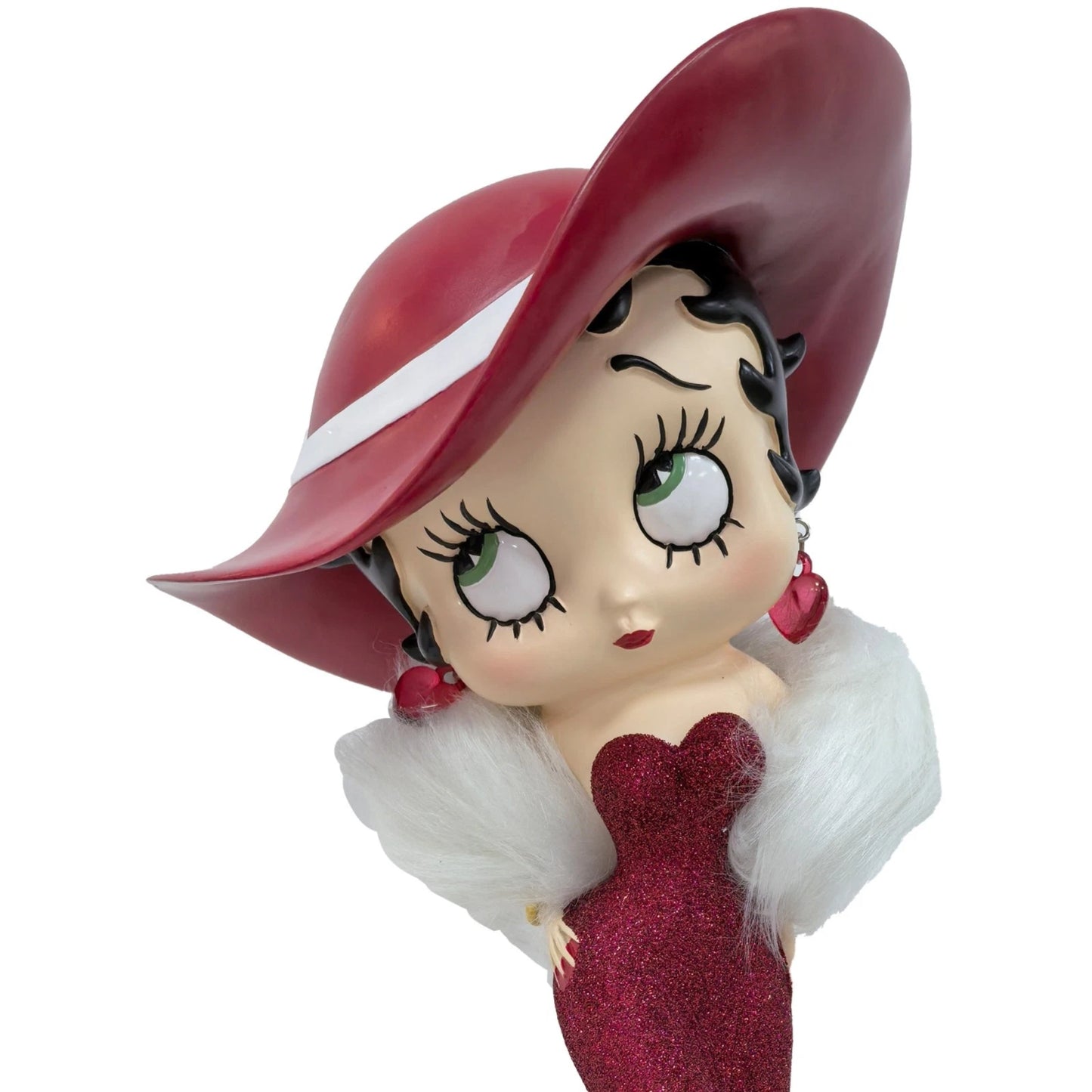 NEW BETTY BOOP MADAME RED GLITTER HAT FUR STOLE FIGURINE ORNAMENT 30.5CM VINTAGE UK STOCK