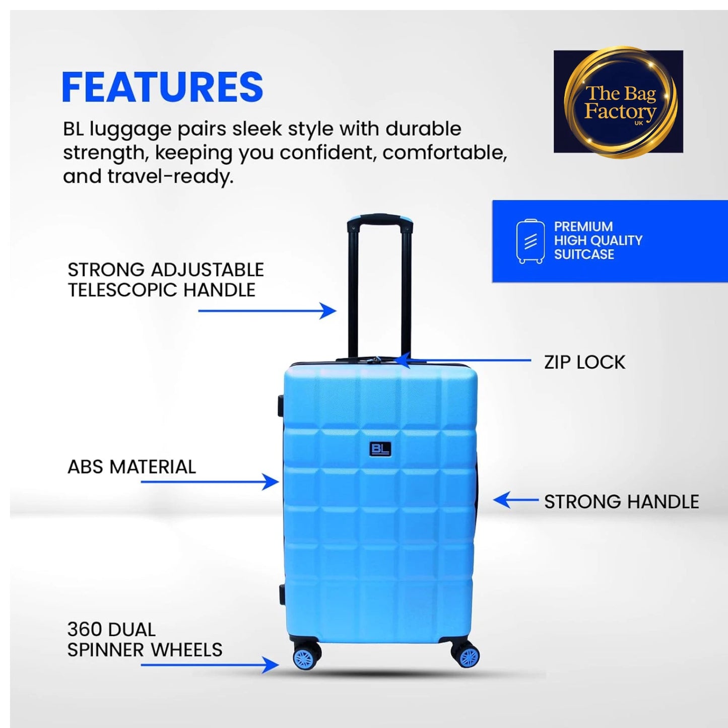 CABIN LARGE LIGHTWEIGHT ABS HARD SHELL SUITCASE 4 WHEEL SPIN TRAVEL LUGGAGE BAG UK STOCK