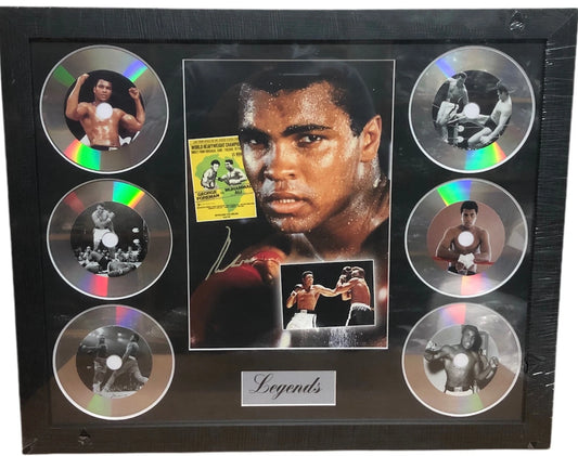 MUHAMMAD ALI MEMORABILIA FRAMED PICTURE PRESENTATION DISC SET LEGEND OF THE RING UK STOCK