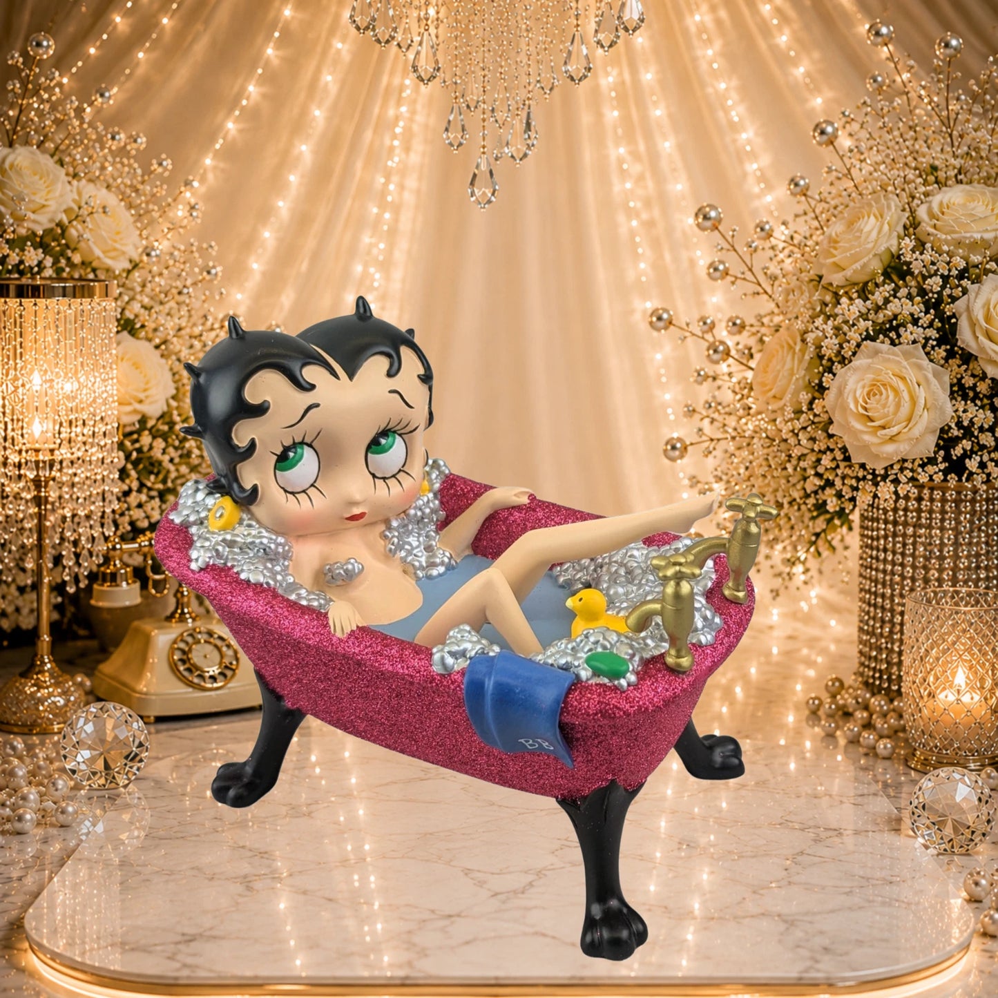 BETTY BOOP IN PURPLE GLITTER BATHTUB 17.5CM FIGURINE ORNAMENT COLLECTABLE DECOR UK STOCK