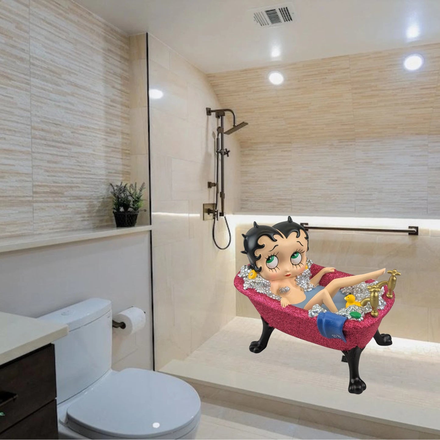 BETTY BOOP IN PURPLE GLITTER BATHTUB 17.5CM FIGURINE ORNAMENT COLLECTABLE DECOR UK STOCK