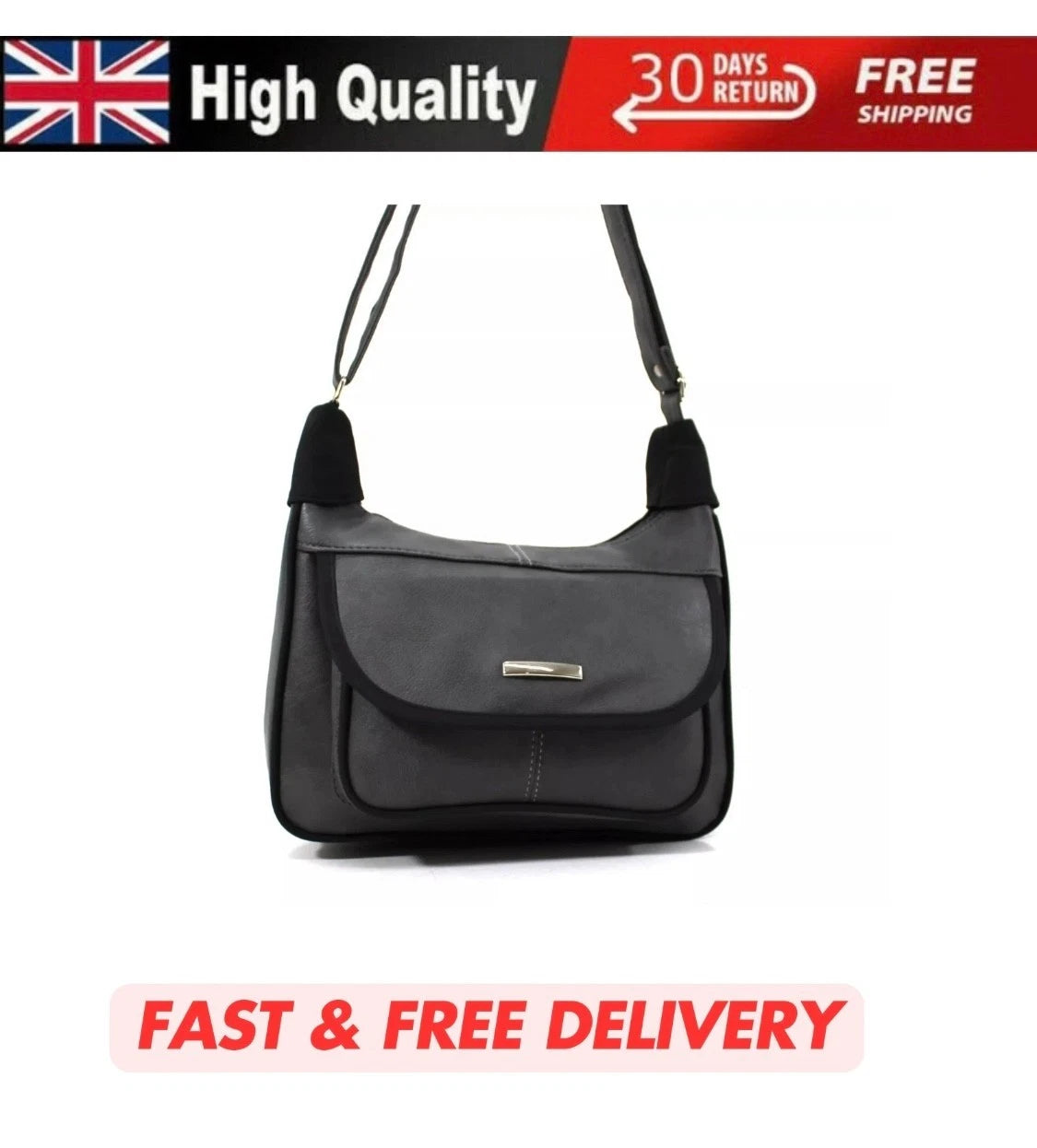 LADIES HANDBAG CROSSBODY MESSENGER BAG – WOMEN'S SHOULDER BAG WITH LONG STRAP UK STOCK