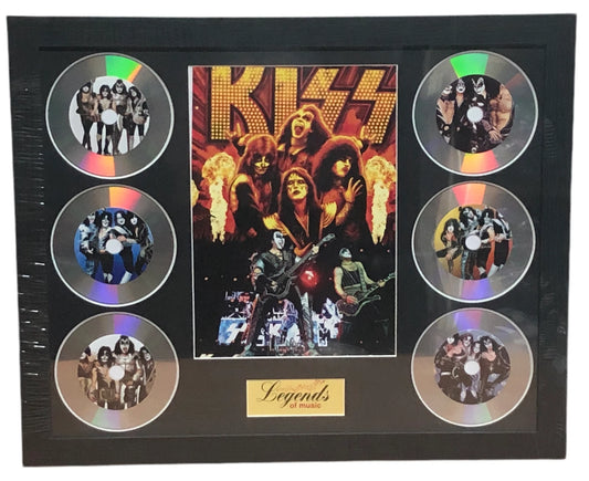 KISS MEMORABILIA FRAMED PICTURE PRESENTATION DISC SET LEGENDS OF POP MUSIC UK