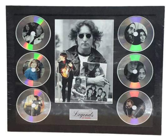 JOHN LENNON MEMORABILIA FRAMED PICTURE PRESENTATION DISC SET LEGENDS OF MUSIC UK STOCK