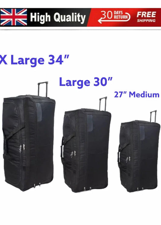 X Large 34” 30" 27" Travel Luggage Wheeled Trolley Holdall Suitcase Duffel Bag UK STOCK