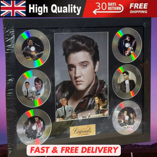 ELVIS PRESLEY MEMORABILIA FRAMED PICTURE PRESENTATION DISC SET LEGENDS OF MUSIC UK STOCK