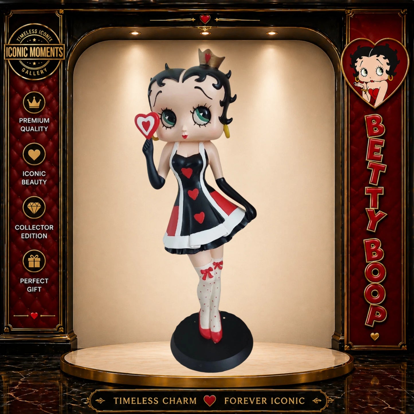 NEW BETTY BOOP QUEEN OF HEARTS 33CM FIGURINE LARGE VINTAGE ORNAMENT COLLECTIBLE