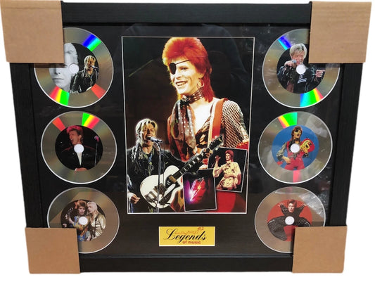 DAVID BOWIE MEMORABILIA FRAMED PICTURE PRESENTATION DISC SET LEGENDS OF UK MUSIC